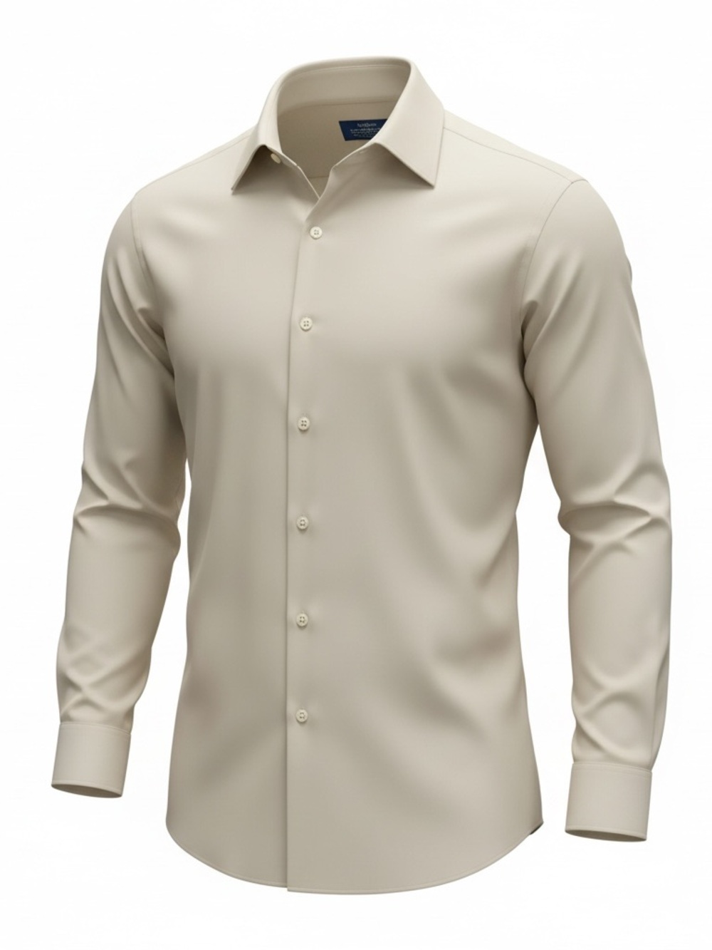 Vintage Stafford Wrinkle-Free Broadcloth Dress Shirt Tan Beige Size 18 x 33